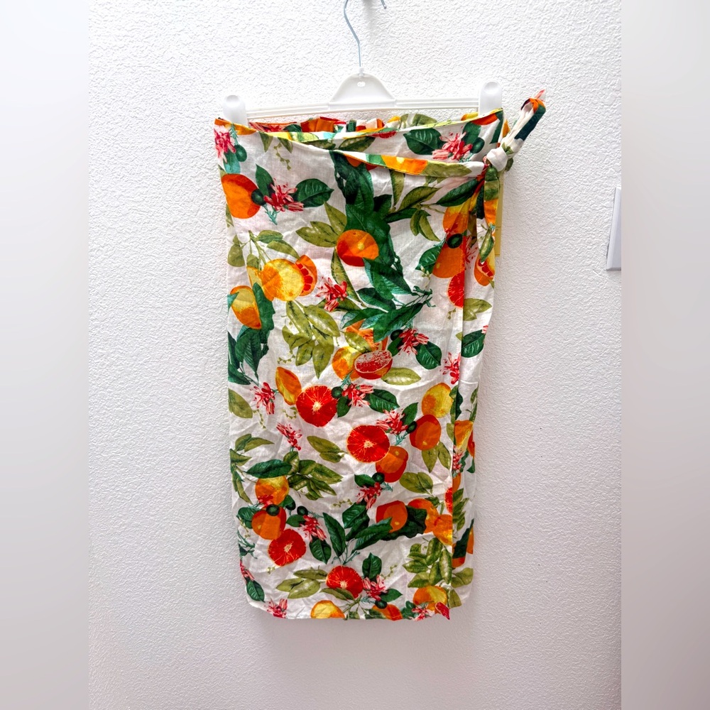 Cynthia Rowley NWT Colorful Citrus Fruit Print Wrap Skirt size Small